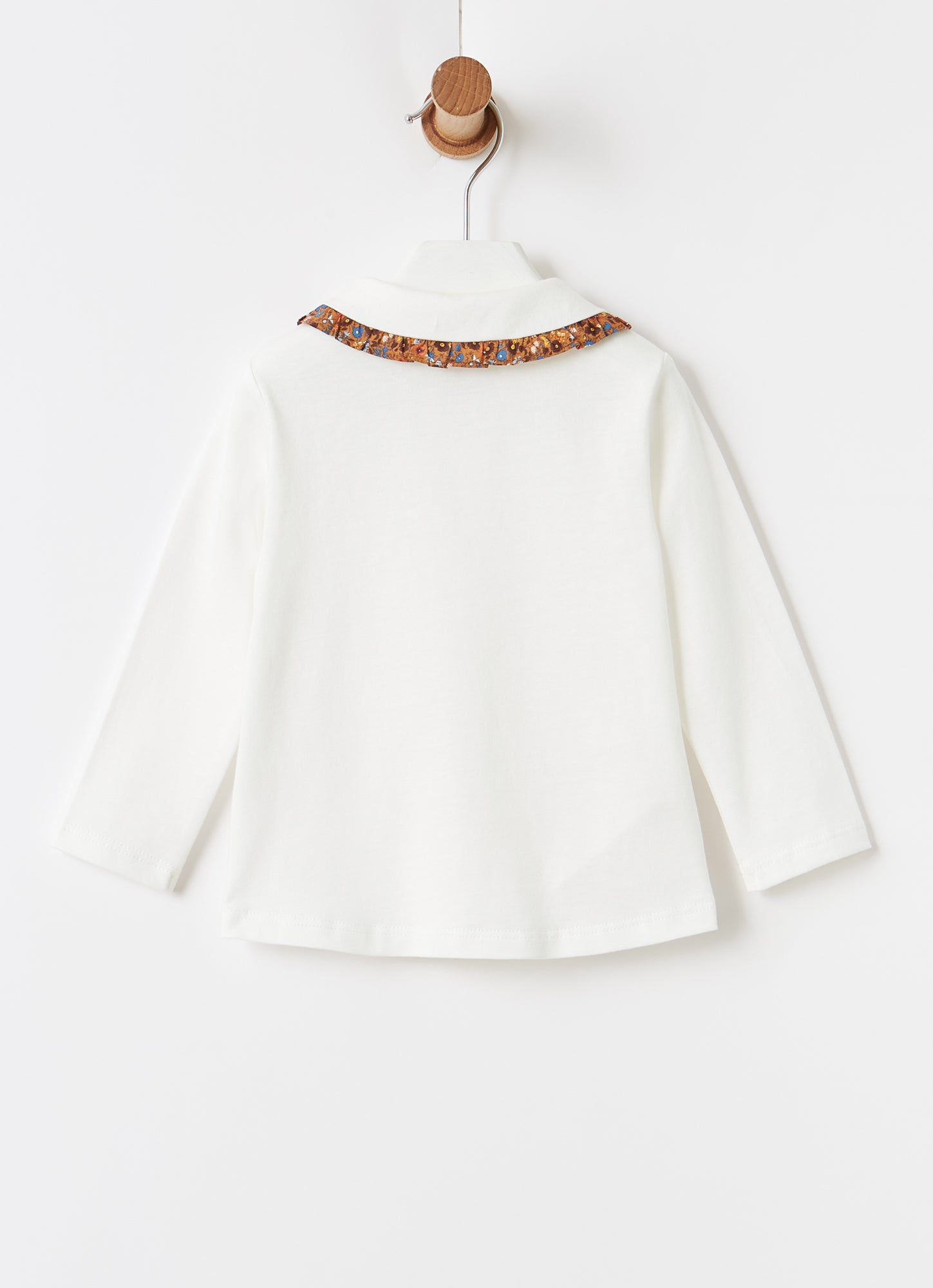Floral Print Collar Jersey Blouse | Milk/Cinnamon
