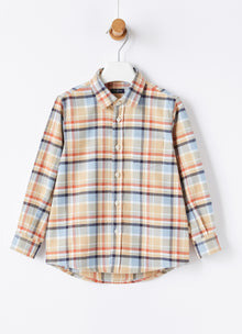 Check Cotton Shirt | Camel