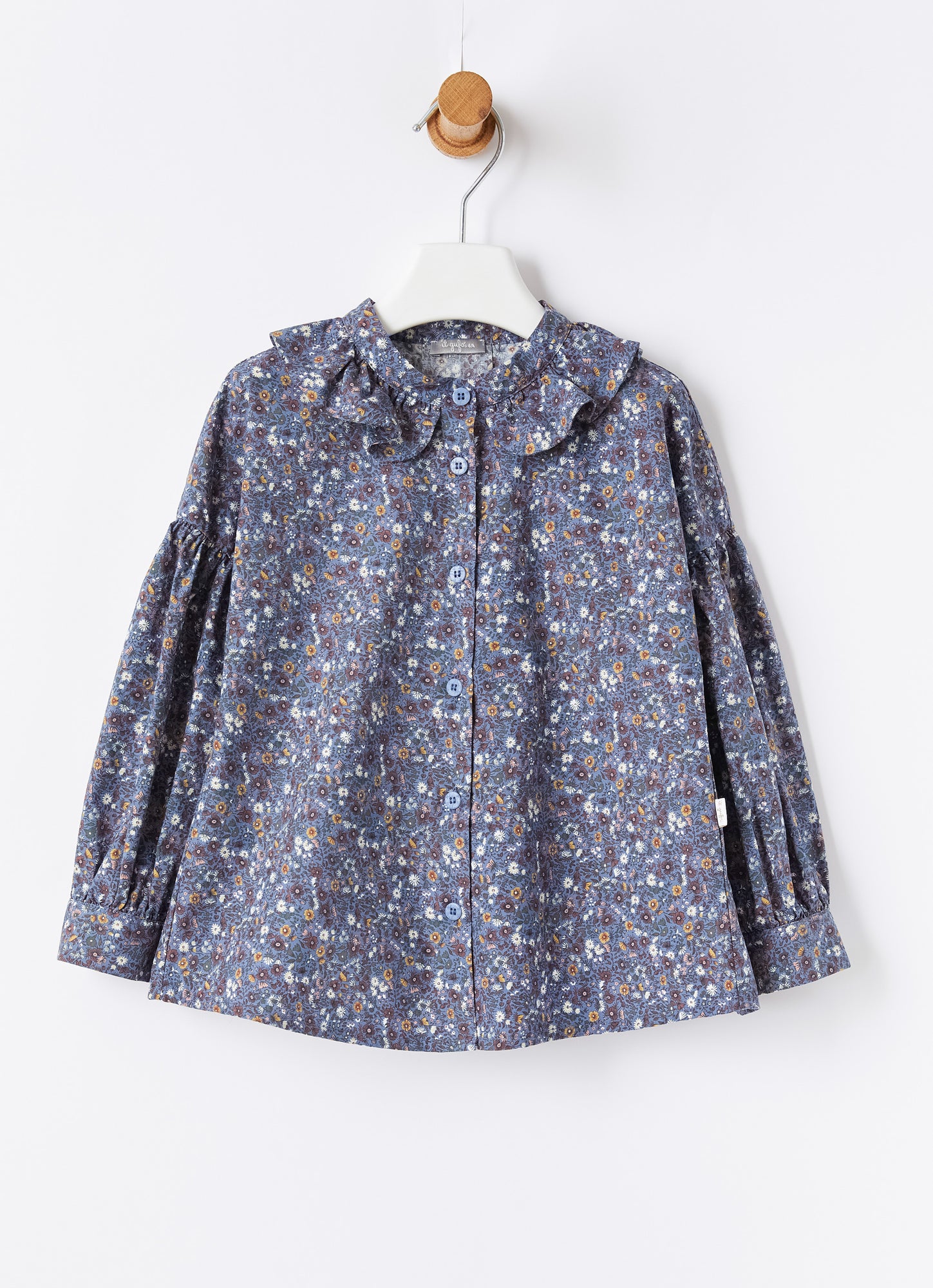 Floral Print Ruffle Blouse | Night Sky