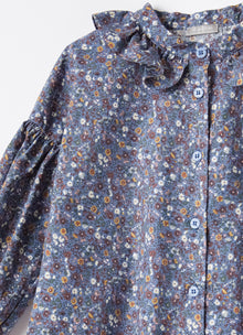Floral Print Ruffle Blouse | Night Sky