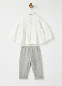 Star Motif Two-Piece Set | Milk/Grey