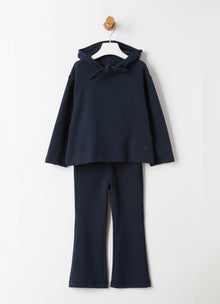 Bow Detail Two-Piece Fleece Set | Blue