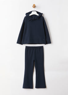 Bow Detail Two-Piece Fleece Set | Blue