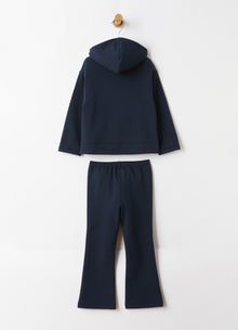Bow Detail Two-Piece Fleece Set | Blue