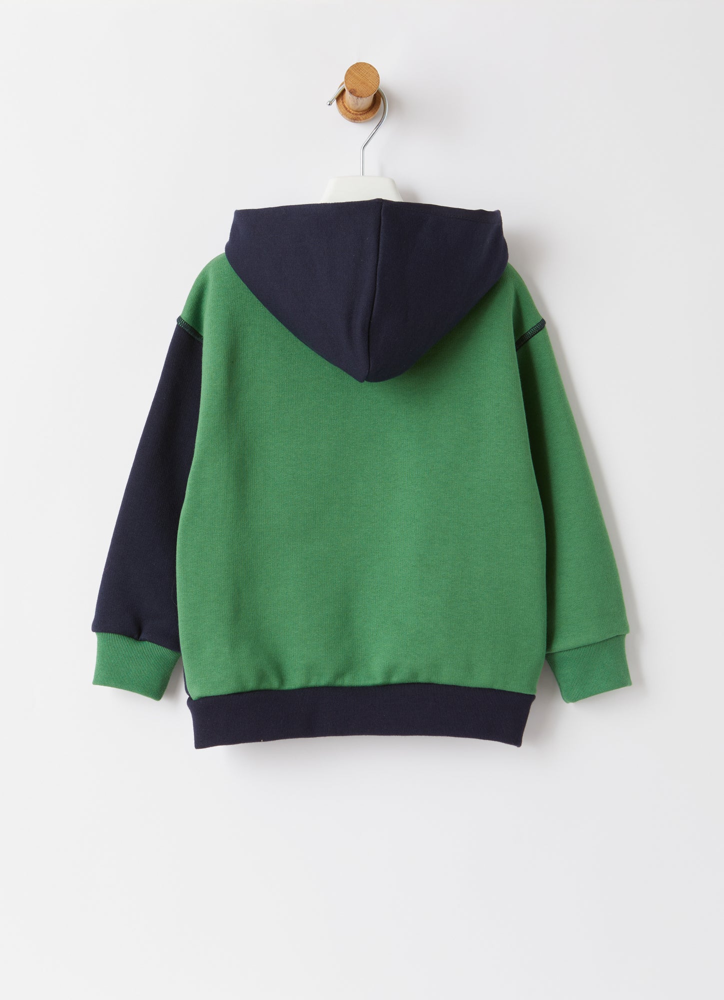 Color-Block And Printed Message Fleece Jacket | Navy Blue/Dragon Green