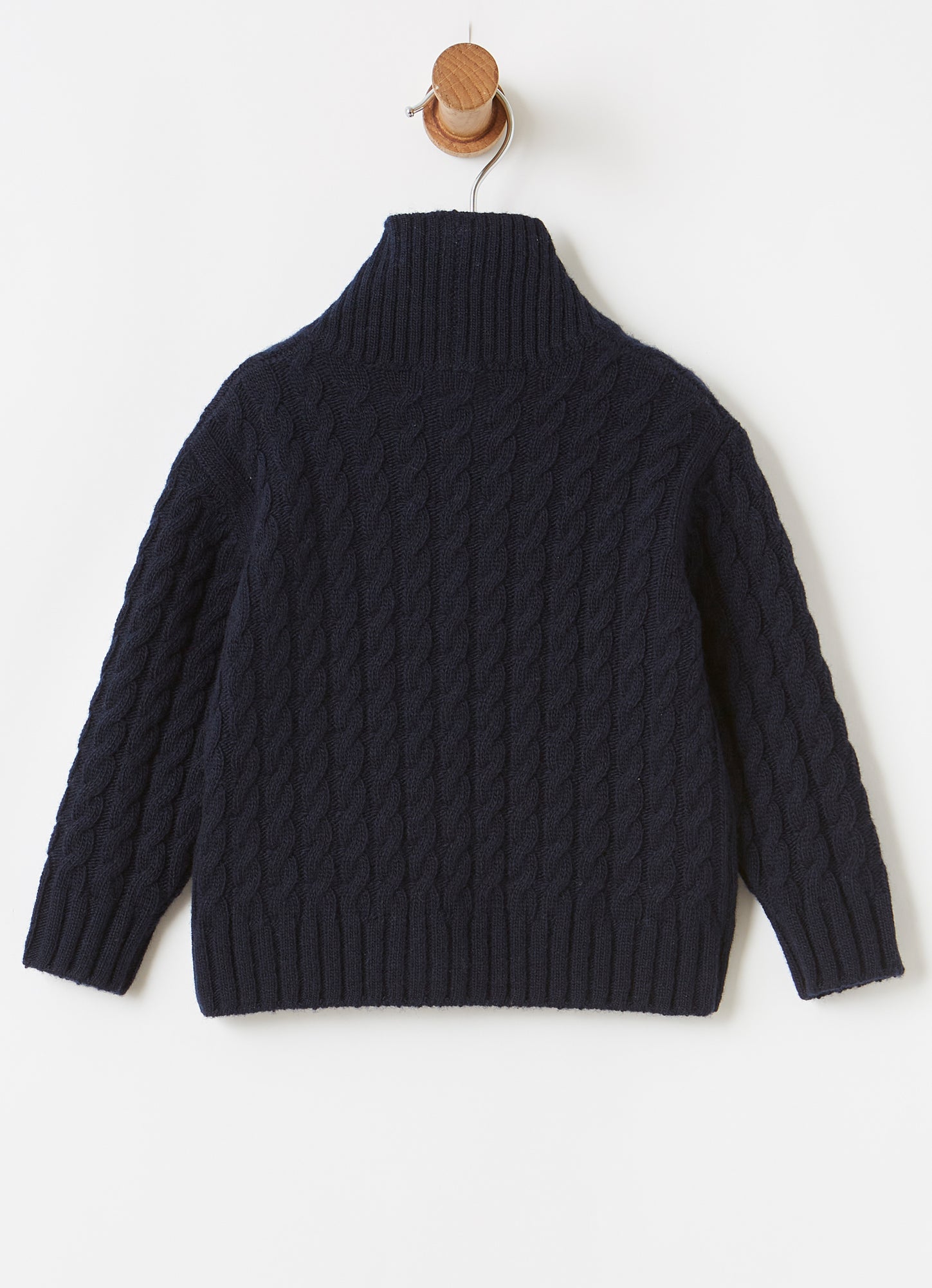 Cable Knit Merino Wool Cardigan | Blue