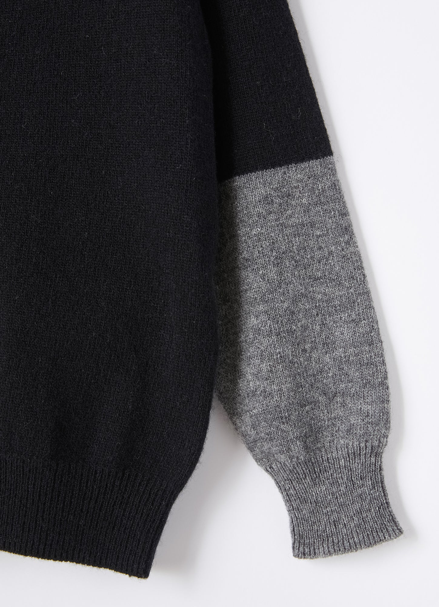 Color-Block Merino Wool Cardigan | Nero/Asfalto