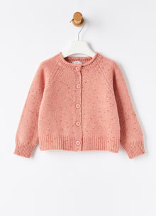 Wool Cardigan with Lurex Details | Blush Pink