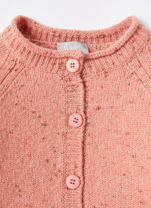 Wool Cardigan with Lurex Details | Blush Pink