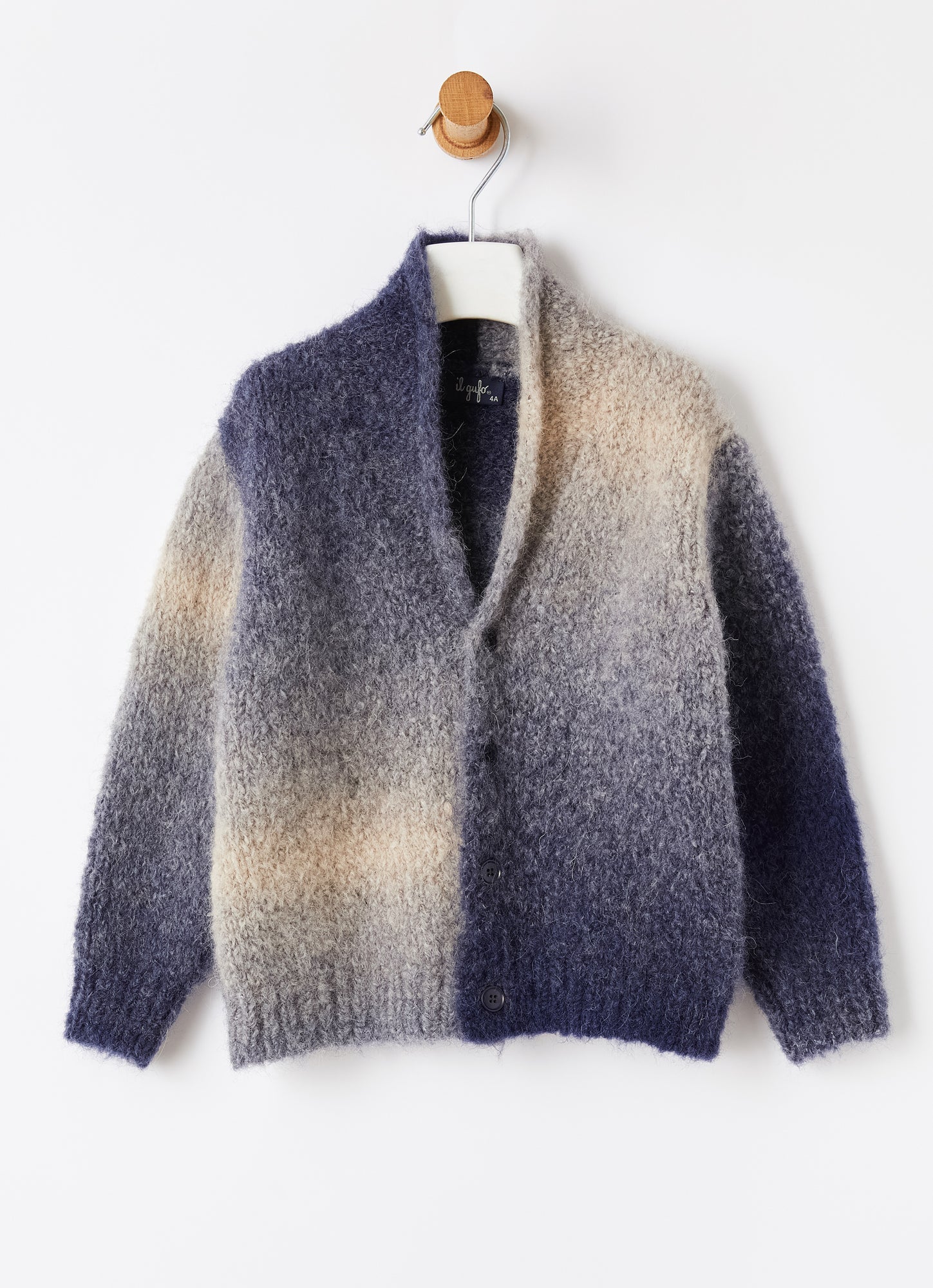 Gradient-Effect Alpaca Blend Cardigan | Blue