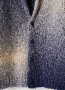 Gradient-Effect Alpaca Blend Cardigan | Blue