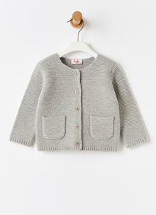 Baby Girls Merino Wool Cardigan | Cloud Grey