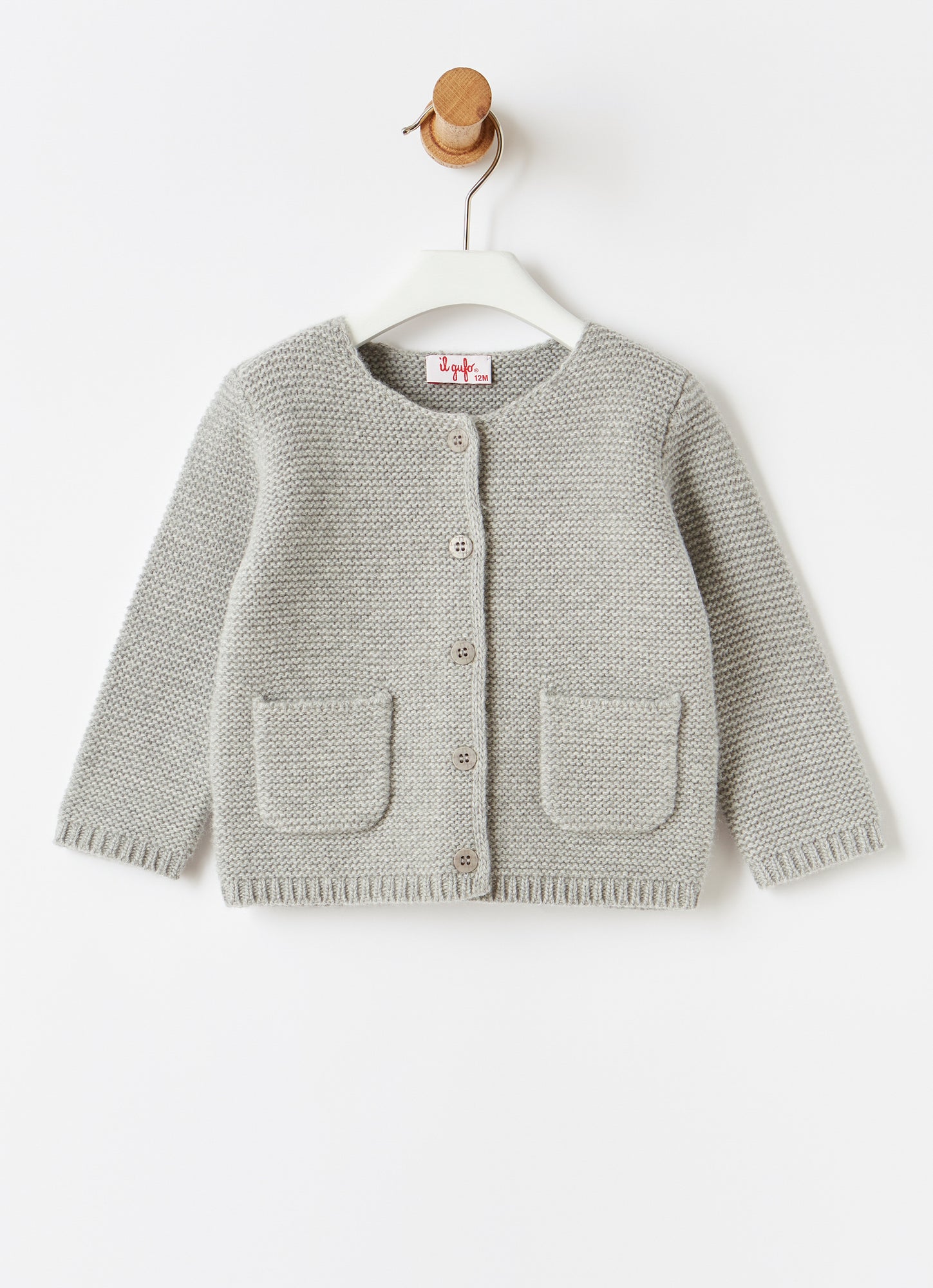 Baby Girls Merino Wool Cardigan | Cloud Grey