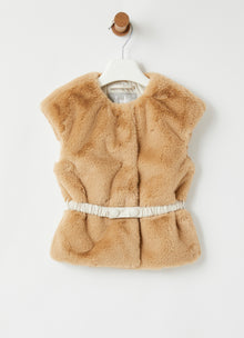Belted Faux Fur Gilet | Camel