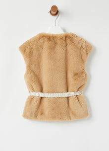 Belted Faux Fur Gilet | Camel
