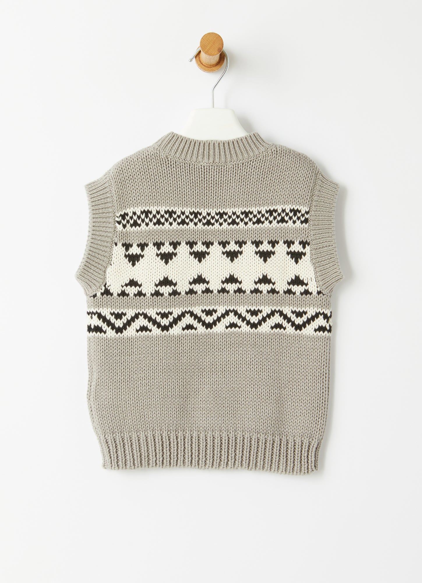 Cotton Tank Top with Geometric Motif | Grey/Milk
