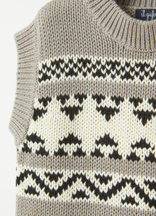 Cotton Tank Top with Geometric Motif | Grey/Milk