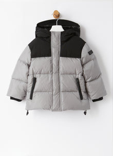 Short Taffeta Down Jacket with Inserts | Grey/Black