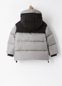 Short Taffeta Down Jacket with Inserts | Grey/Black