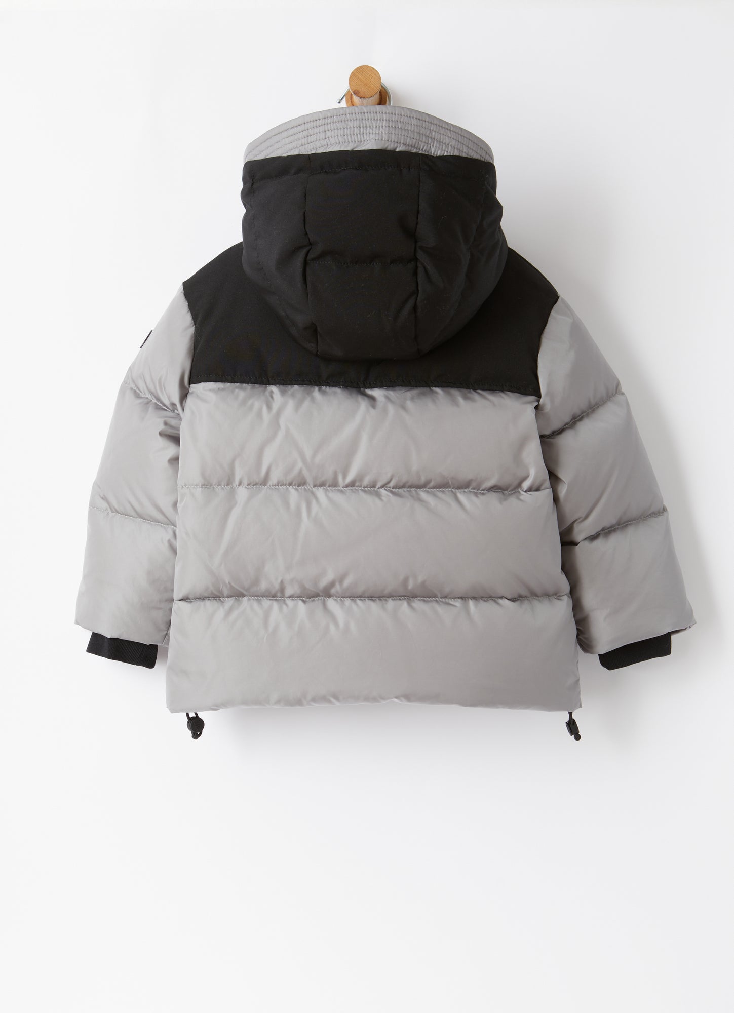 Short Taffeta Down Jacket with Inserts | Grey/Black