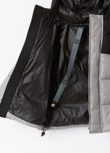 Short Taffeta Down Jacket with Inserts | Grey/Black