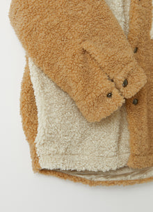 Color-Block Teddy Fleece Overshirt | Bran Beige/Natural