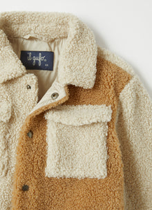 Color-Block Teddy Fleece Overshirt | Bran Beige/Natural