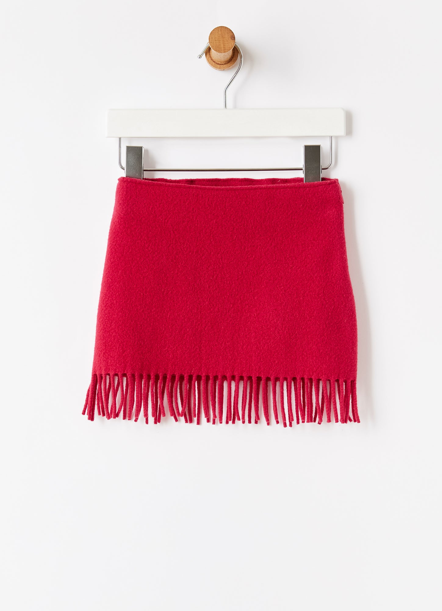 Fringed Melton Skirt | Fuchsia