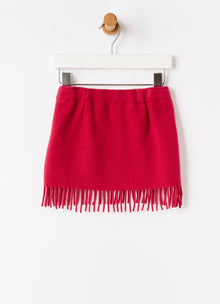 Fringed Melton Skirt | Fuchsia