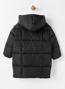 Hooded Long Down Jacket | Black