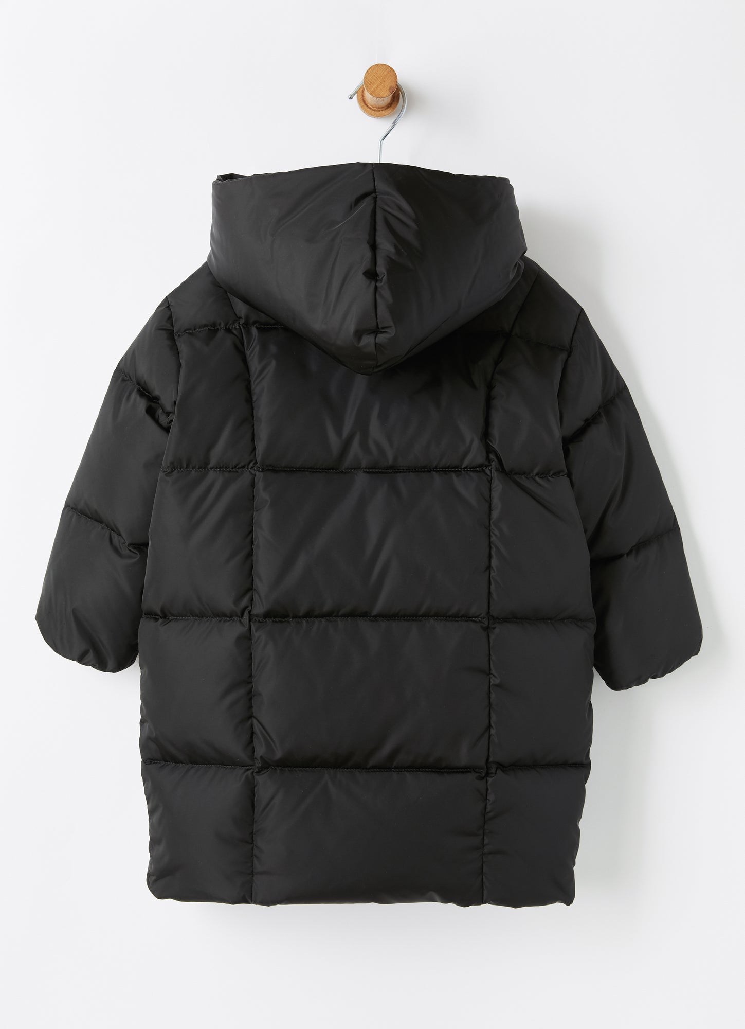Hooded Long Down Jacket | Black