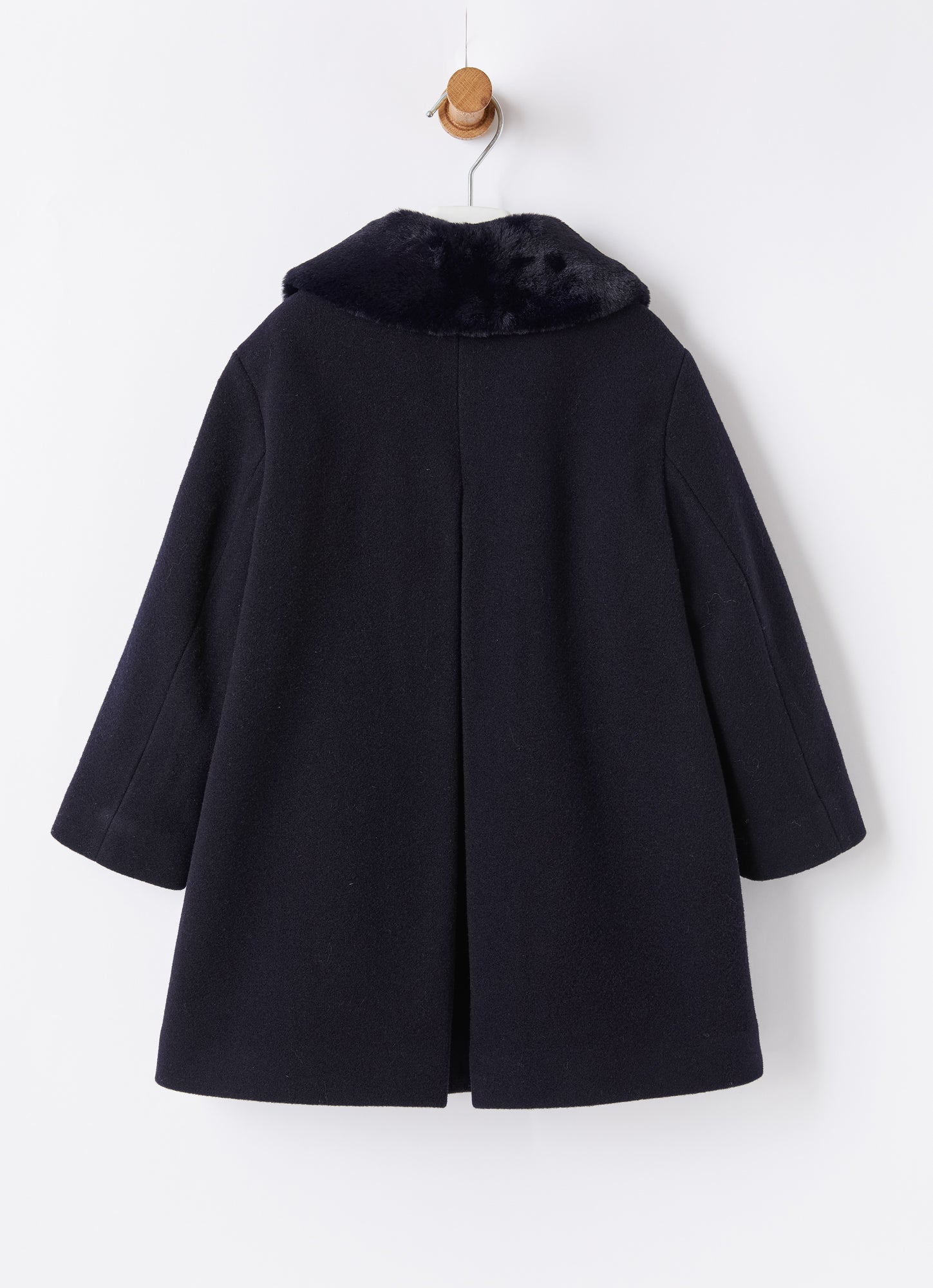 Wool Melton Coat with Faux Fur | Blue