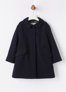 Wool Melton Coat with Faux Fur | Blue