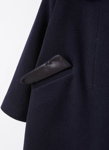 Wool Melton Coat with Faux Fur | Blue