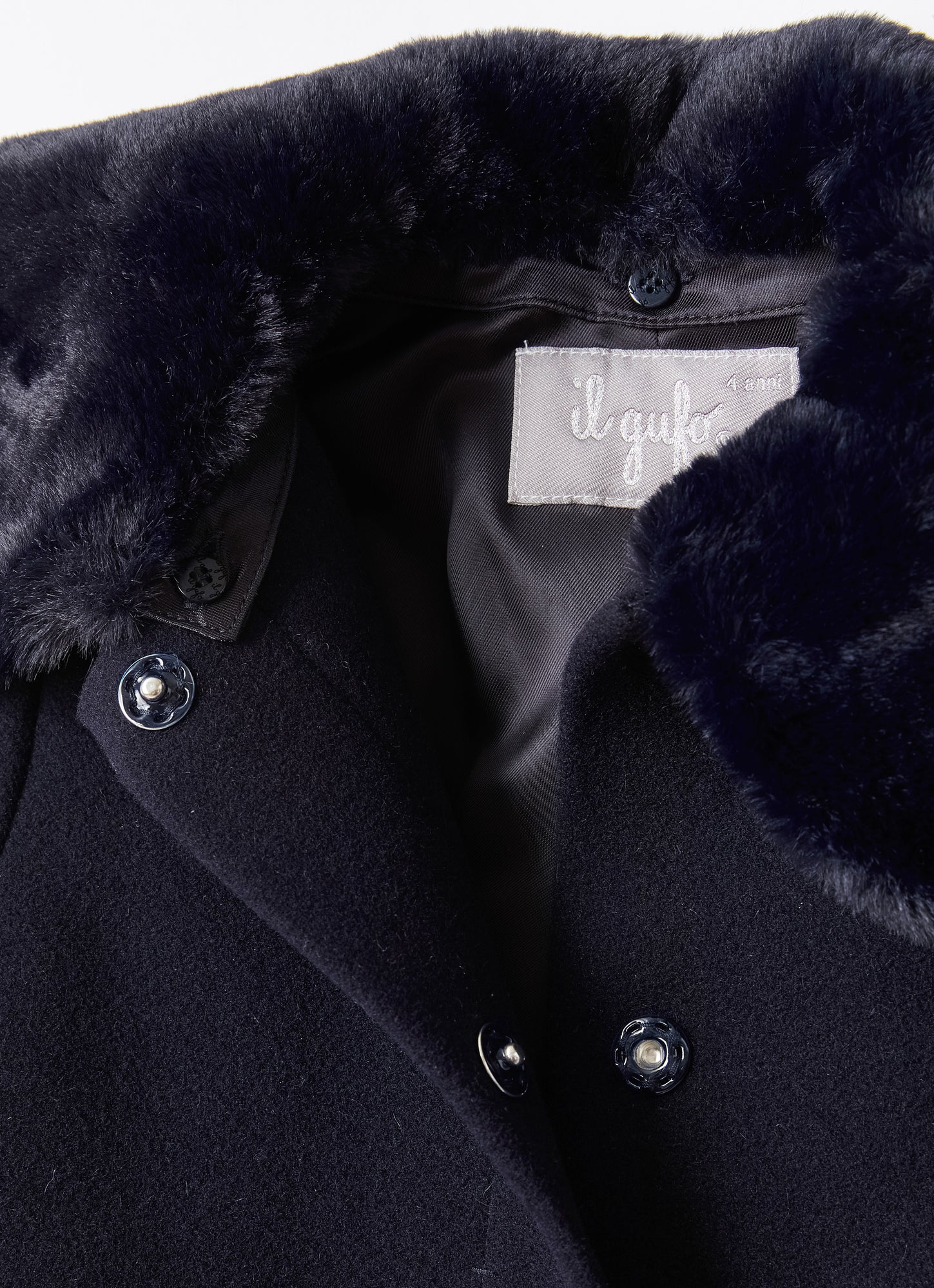 Wool Melton Coat with Faux Fur | Blue