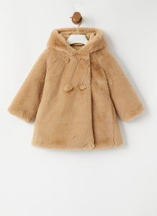 Baby Girls Faux Fur Coat | Camel