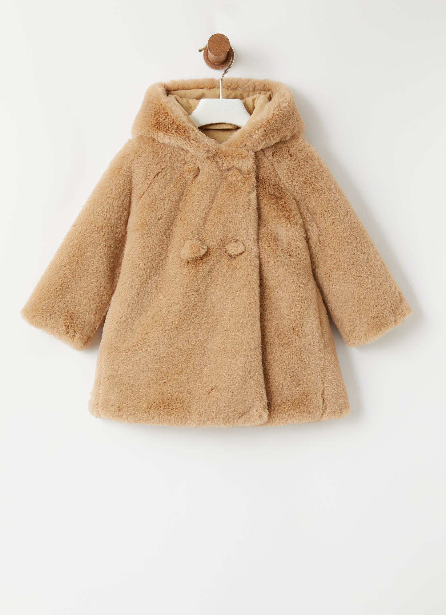 Baby Girls Faux Fur Coat | Camel