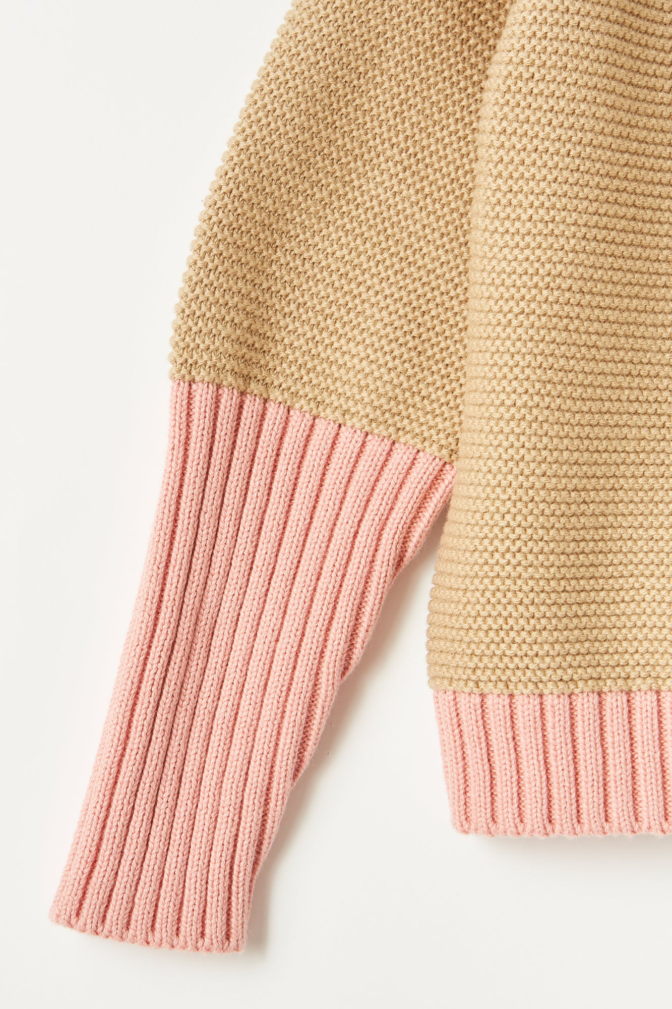 Color-Block Cotton Sweater | Camel/Bubble Pink