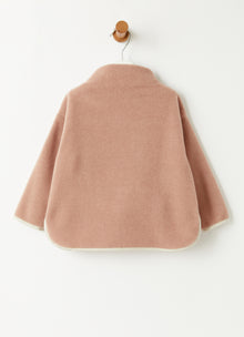 Contrast Trim Fleece Sweater | Pink/Sand