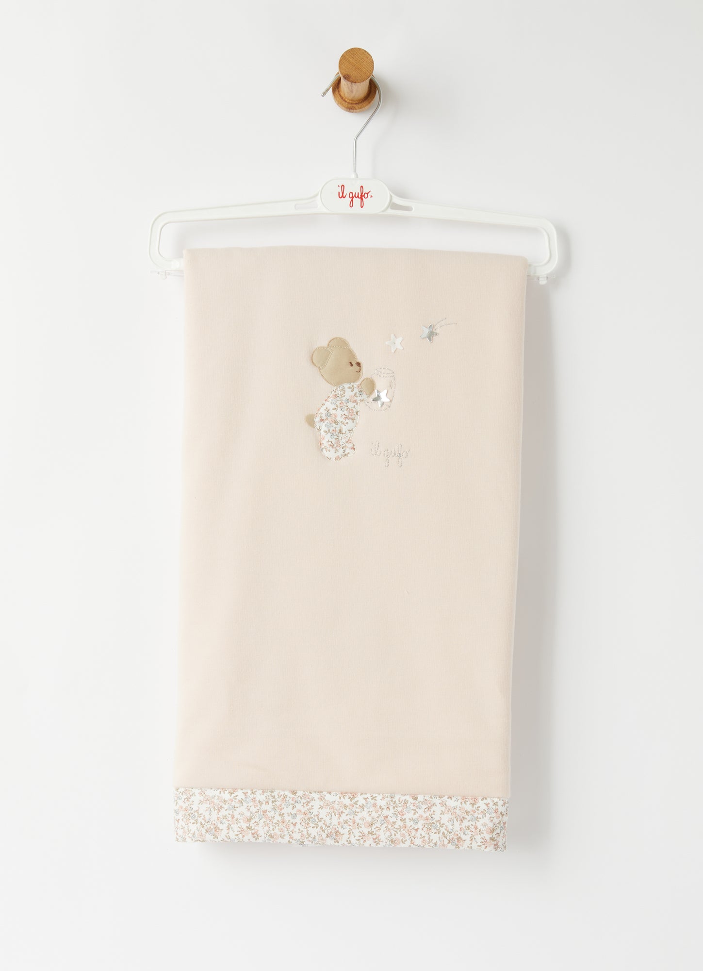 Blanket with Teddy Bear And Floral Motif | Quartz Pink/Quartz Pink