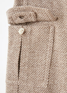 Cotton Herringbone Cargo Trousers | Coffee