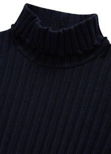 Ribbed Jersey Turtleneck | Blue