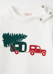 Tartan Applique Jersey T-Shirt | Milk/Light Green