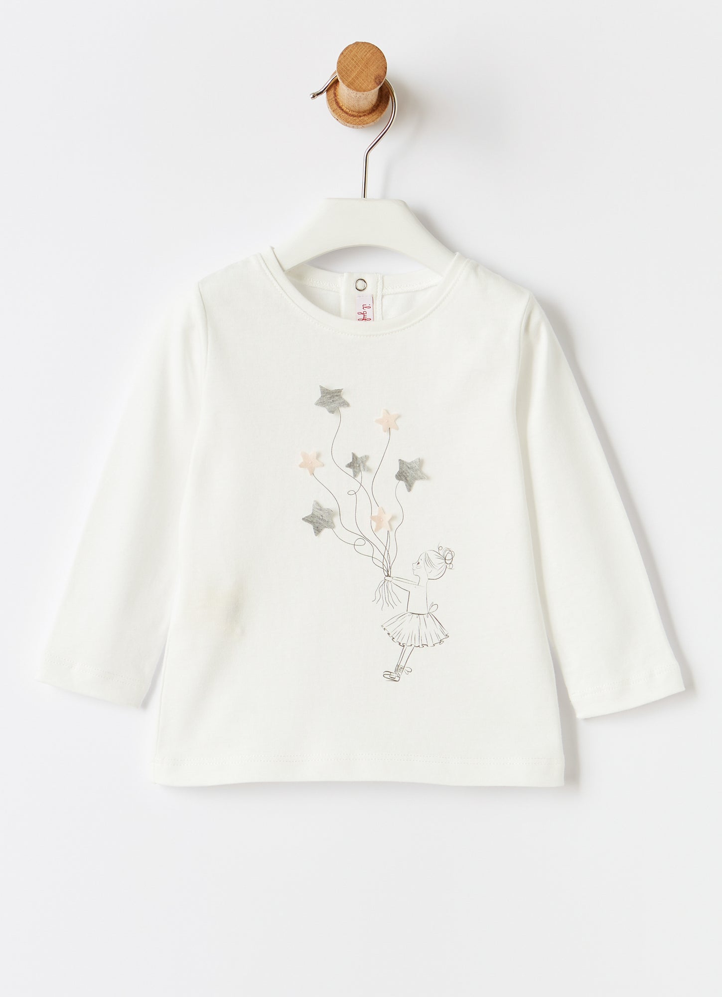 Ballerina And Stars T-Shirt | Milk/Grey