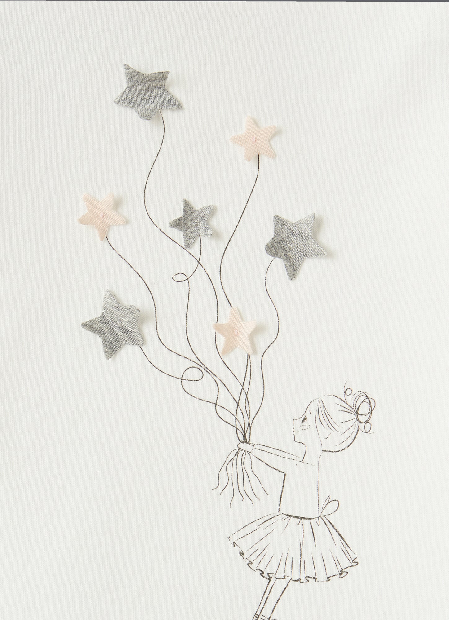 Ballerina And Stars T-Shirt | Milk/Grey