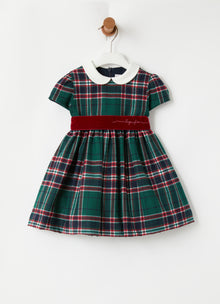 Belted Tartan Dress | Pine Green