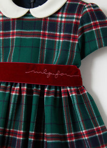Belted Tartan Dress | Pine Green