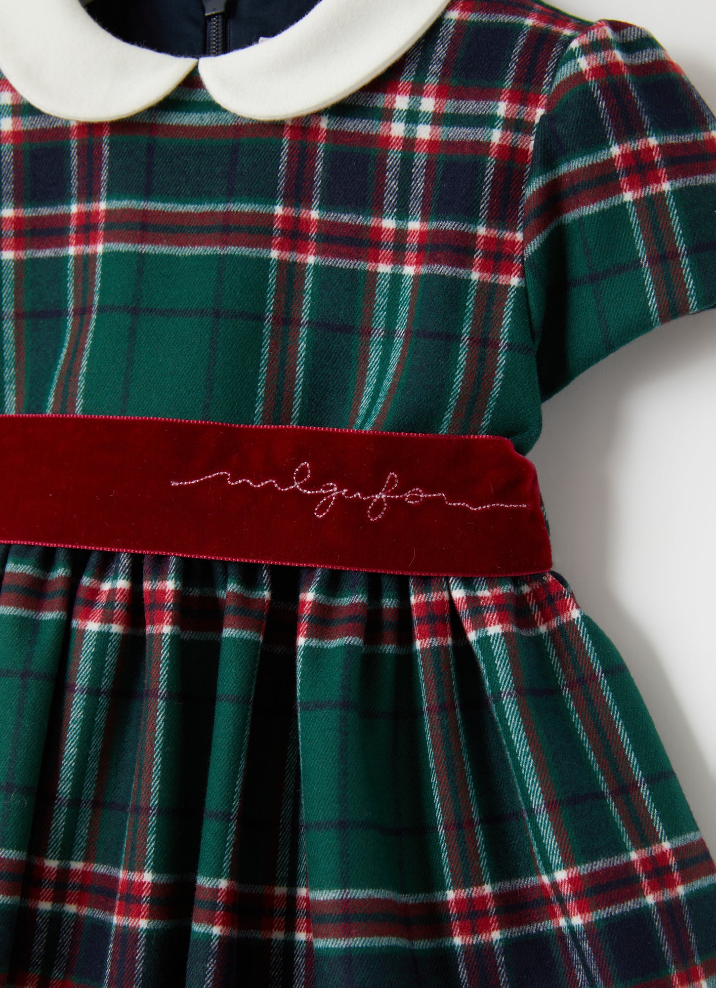Belted Tartan Dress | Pine Green