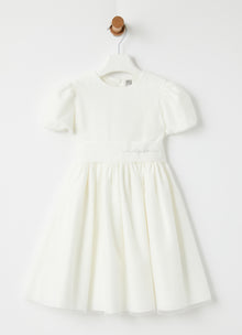 Puff Sleeve Tulle Dress | Milk/White