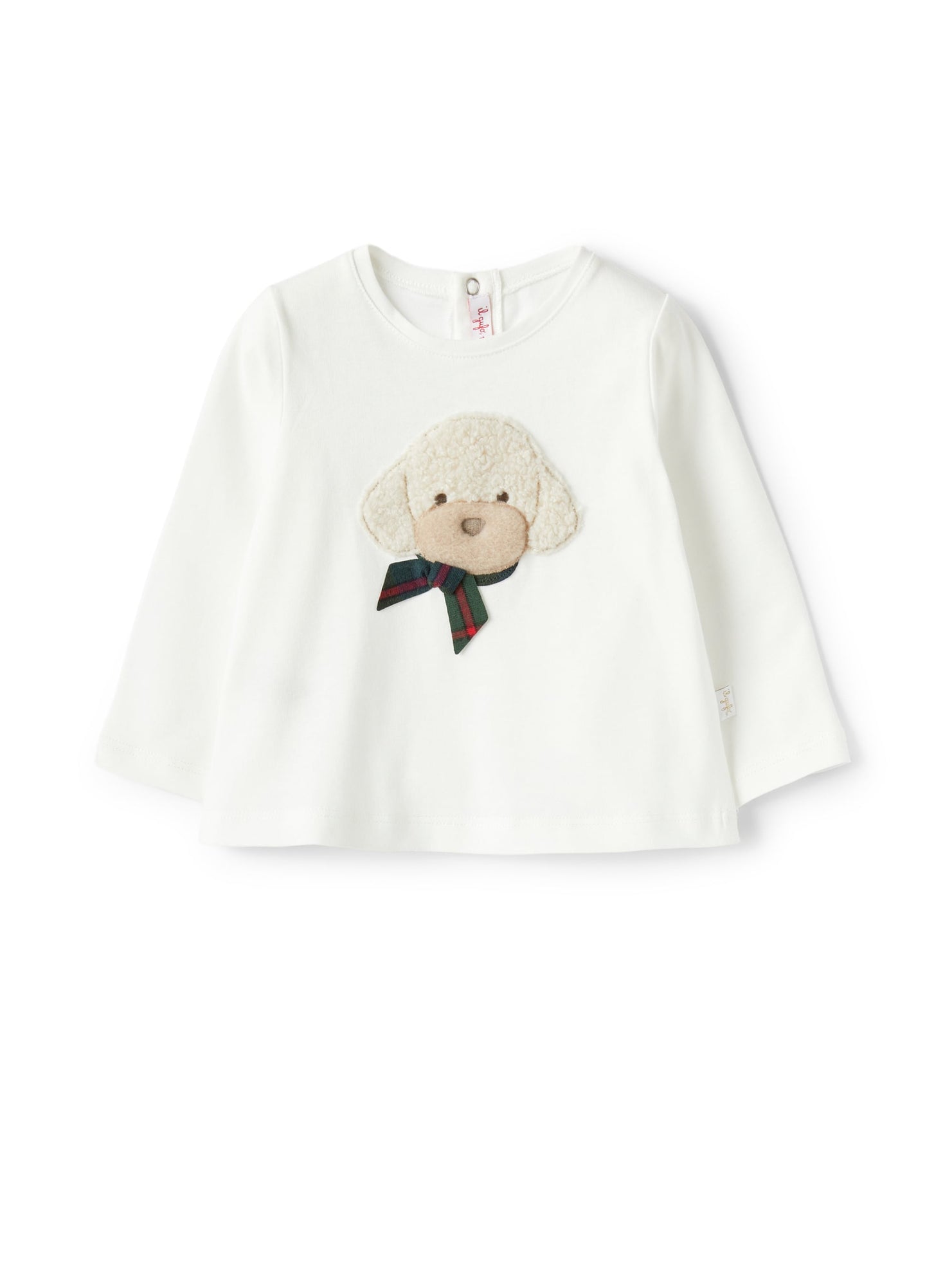 Baby Boy's T-Shirt with Poodle Detail in Teddy Fleece | Milk